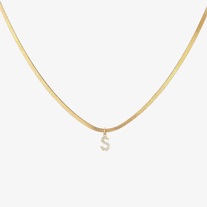 Collier Herringbone Initiale en Diamant Melly®