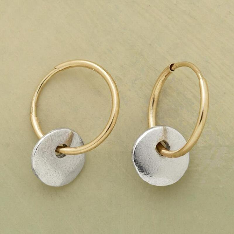 Boucles d'Oreilles en Or Doré et en Argenté