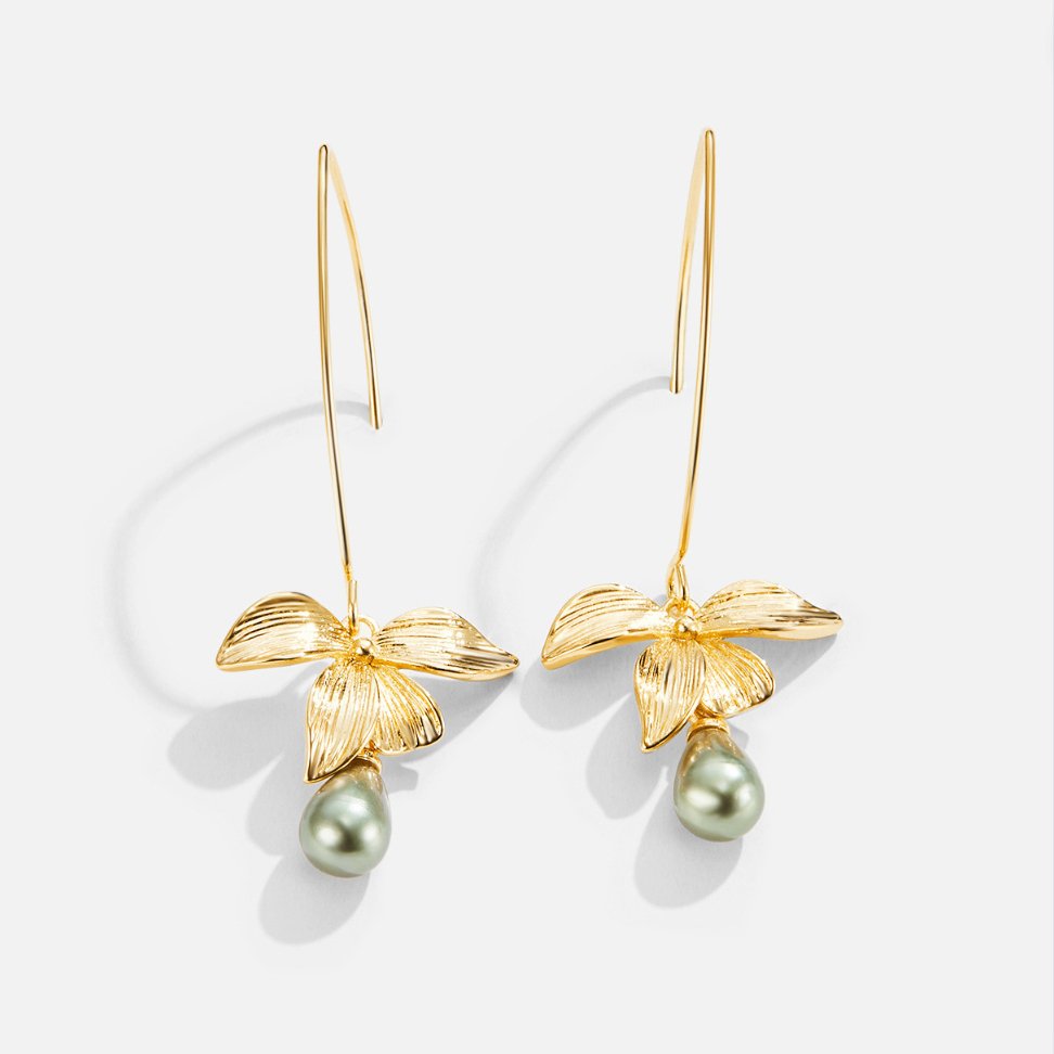 Boucles d'oreilles en perles de jade et gouttes de fleurs