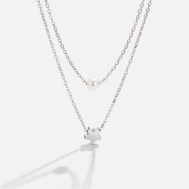 Collier en argent étoilé et perles