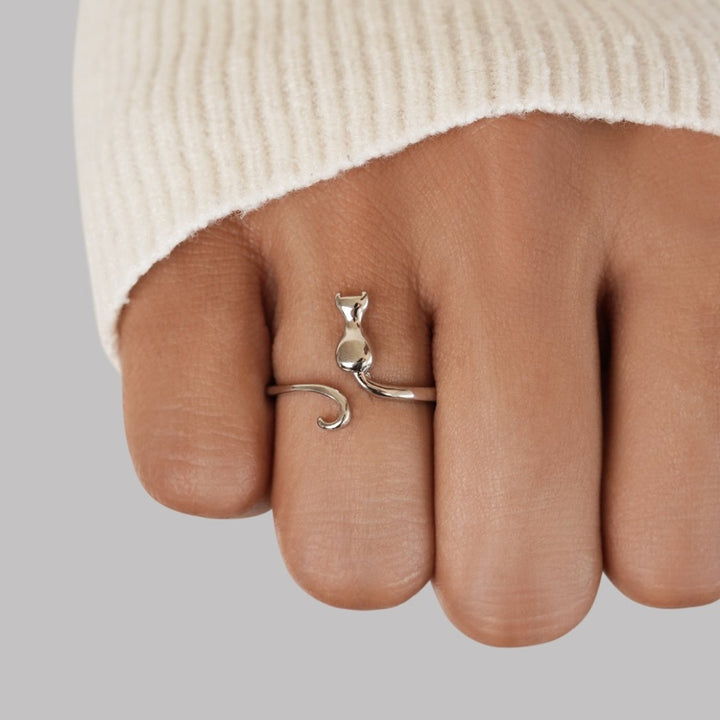 Bague en argent Chat de minuit