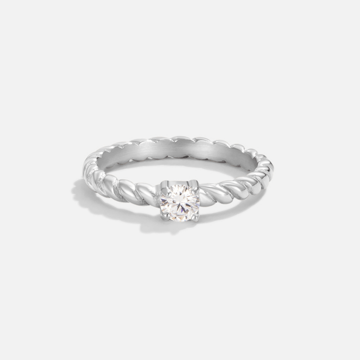 Bague en cristal argenté torsadé de Milan