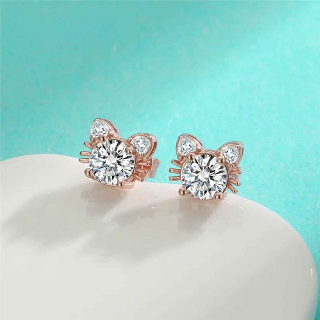 Boucles d'oreilles en Moissanite et or rose en argent sterling 925