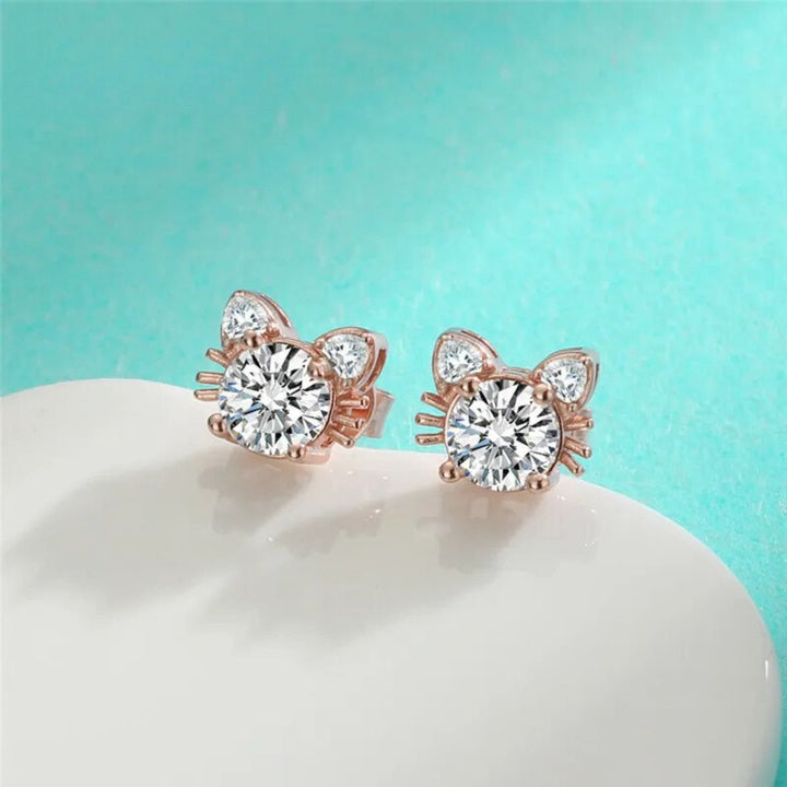 Boucles d'oreilles en Moissanite et or rose en argent sterling 925