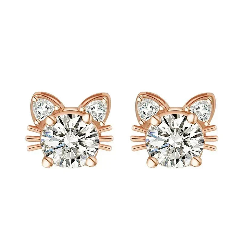 Boucles d'oreilles en Moissanite et or rose en argent sterling 925