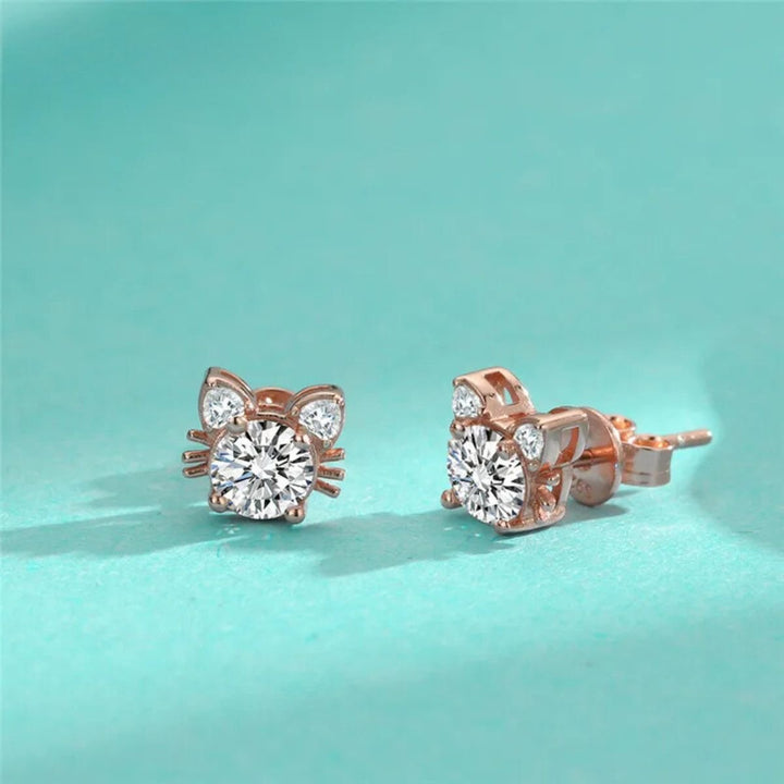 Boucles d'oreilles en Moissanite et or rose en argent sterling 925