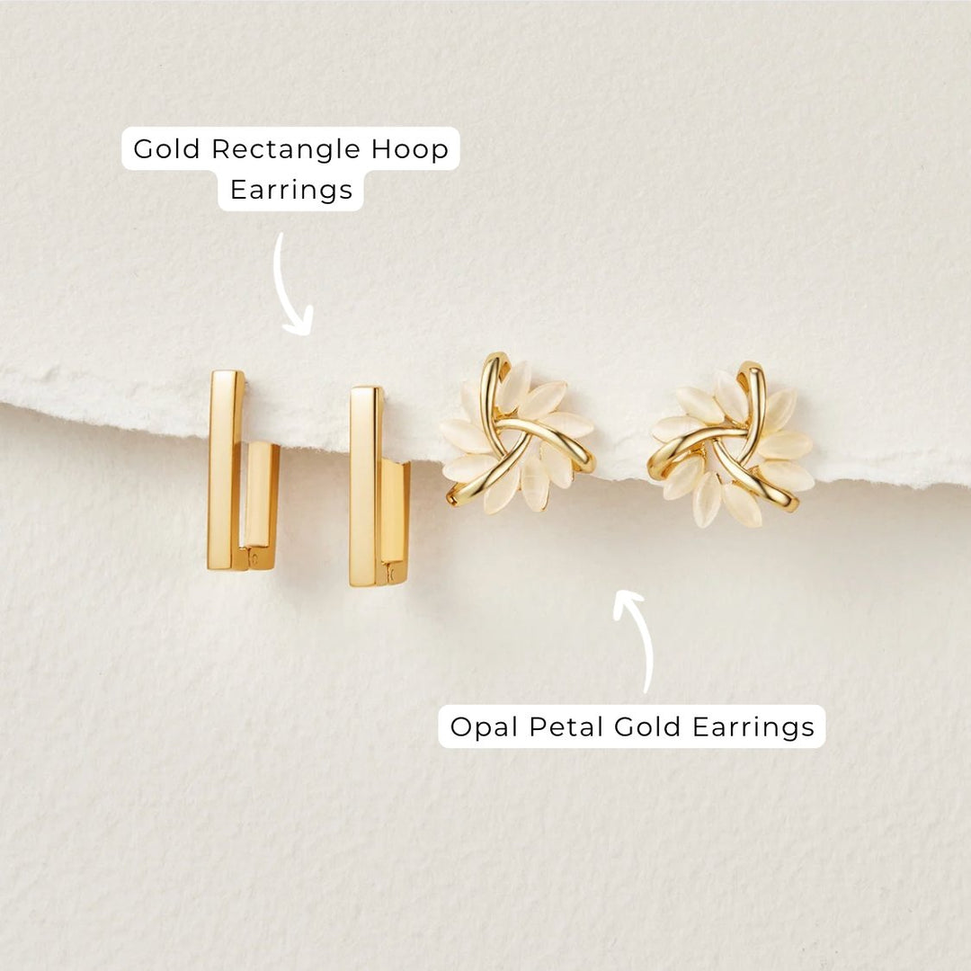 Boucles d'oreilles en or avec fleurs en opale