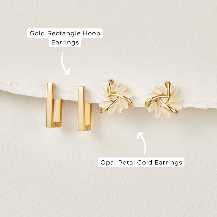 Boucles d'oreilles en or avec fleurs en opale