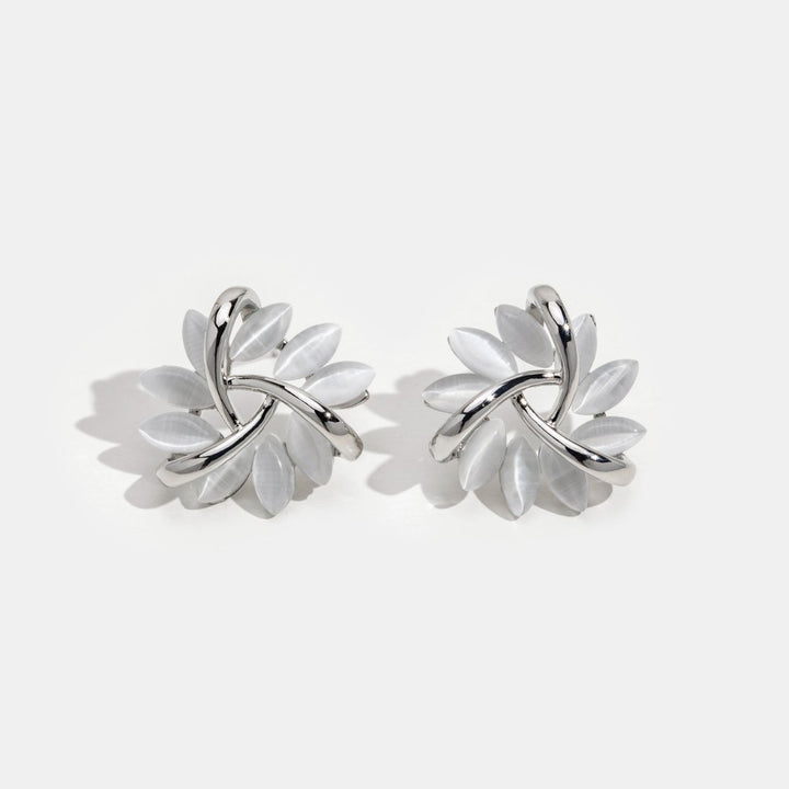 Boucles d'oreilles en argent avec fleurs en opale