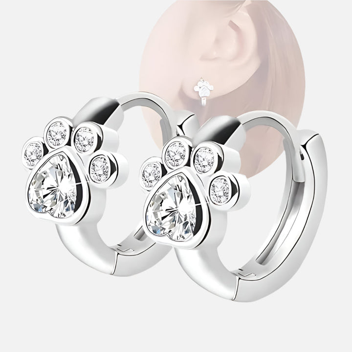 Boucles d'oreilles Huggie Pattes avec Zirconia Étincelant