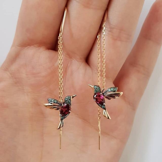 Boucles d'oreilles colibri en zirconia