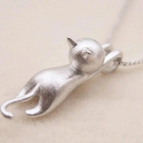 Collier de chaton espiègle en argent sterling 925