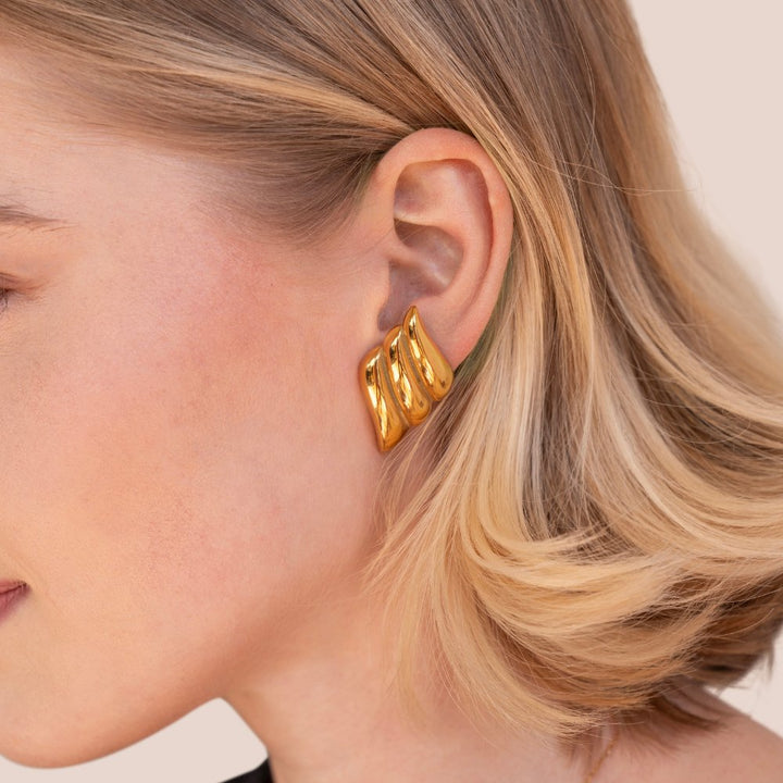 Boucles d'oreilles dorées chunky Rene