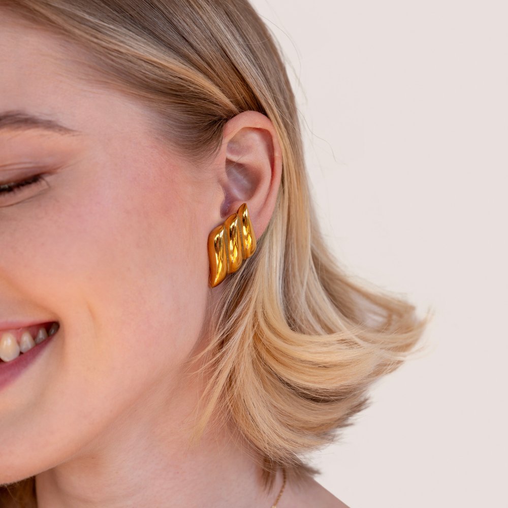 Boucles d'oreilles dorées chunky Rene