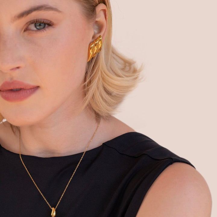 Boucles d'oreilles dorées chunky Rene
