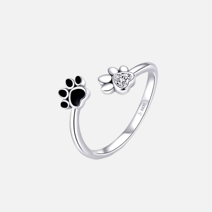 Bague Patte en Argent Sterling 925 – Ajustable avec Zirconia & Émail