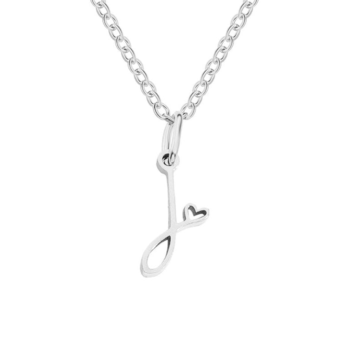 Collier en forme de cœur avec lettres en argent