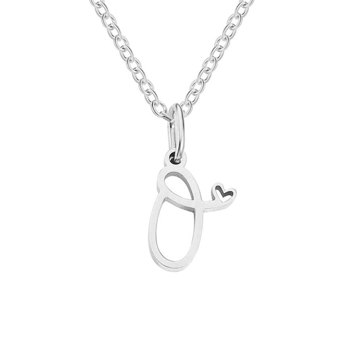 Collier en forme de cœur avec lettres en argent