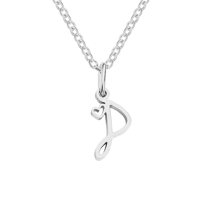 Collier en forme de cœur avec lettres en argent