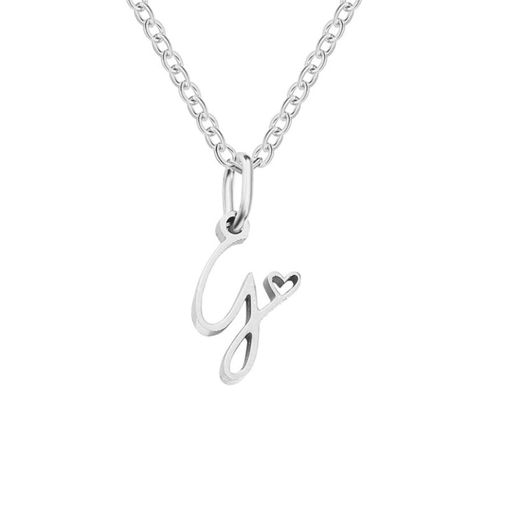 Collier en forme de cœur avec lettres en argent
