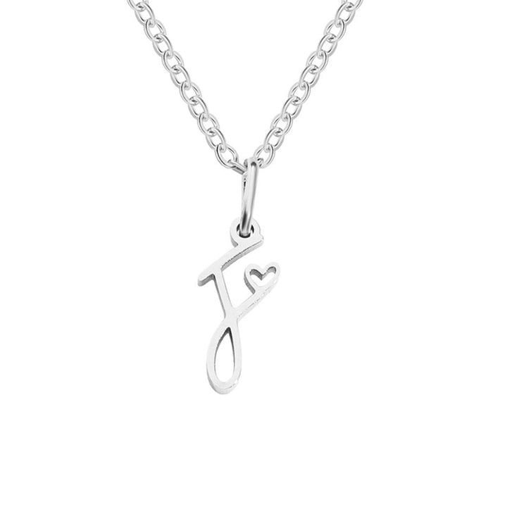 Collier en forme de cœur avec lettres en argent
