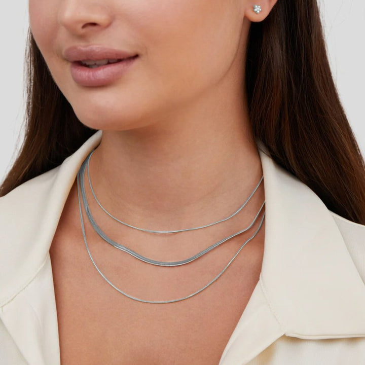 Collier à chaînes en argent multi-couches