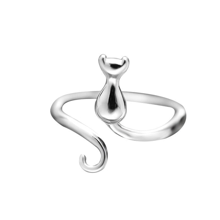 Bague adorable en acier inoxydable en forme de chat