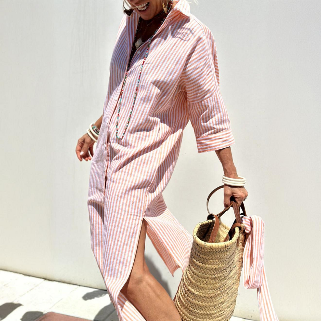 Laila | Timeless Striped Shirt Dress with Elegant Comfort