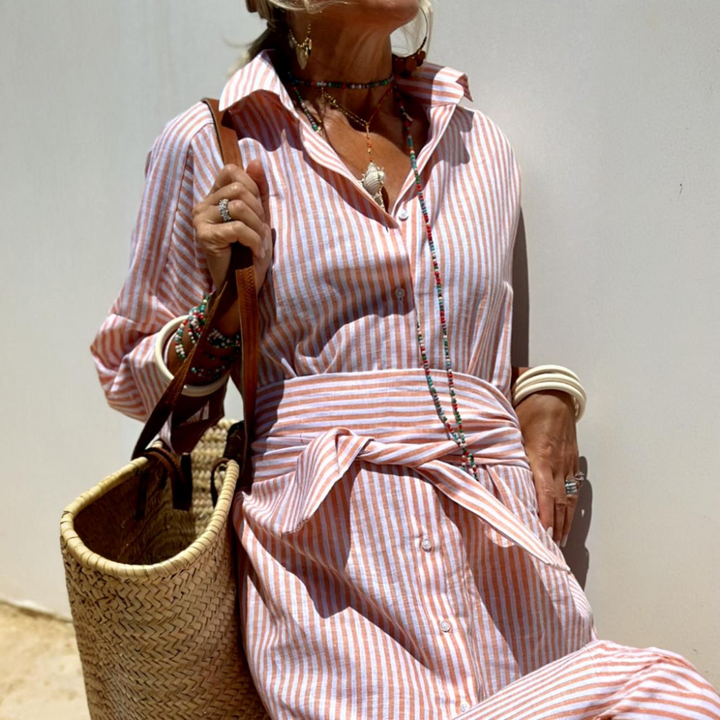 Laila | Timeless Striped Shirt Dress with Elegant Comfort