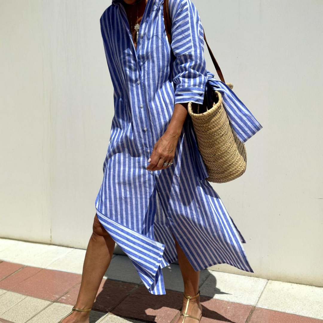 Laila | Timeless Striped Shirt Dress with Elegant Comfort
