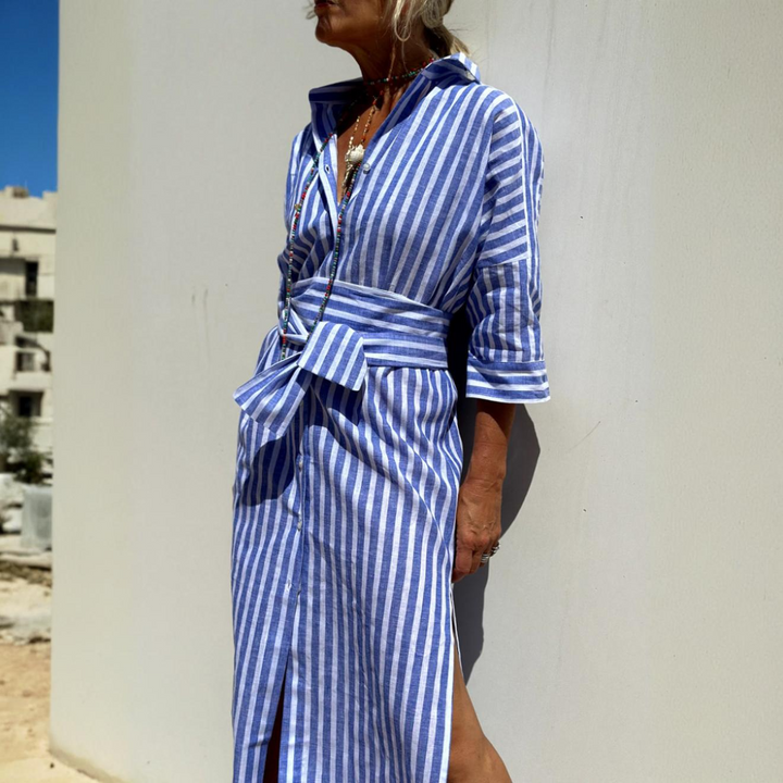 Laila | Timeless Striped Shirt Dress with Elegant Comfort