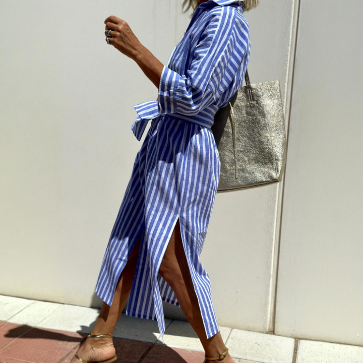 Laila | Timeless Striped Shirt Dress with Elegant Comfort