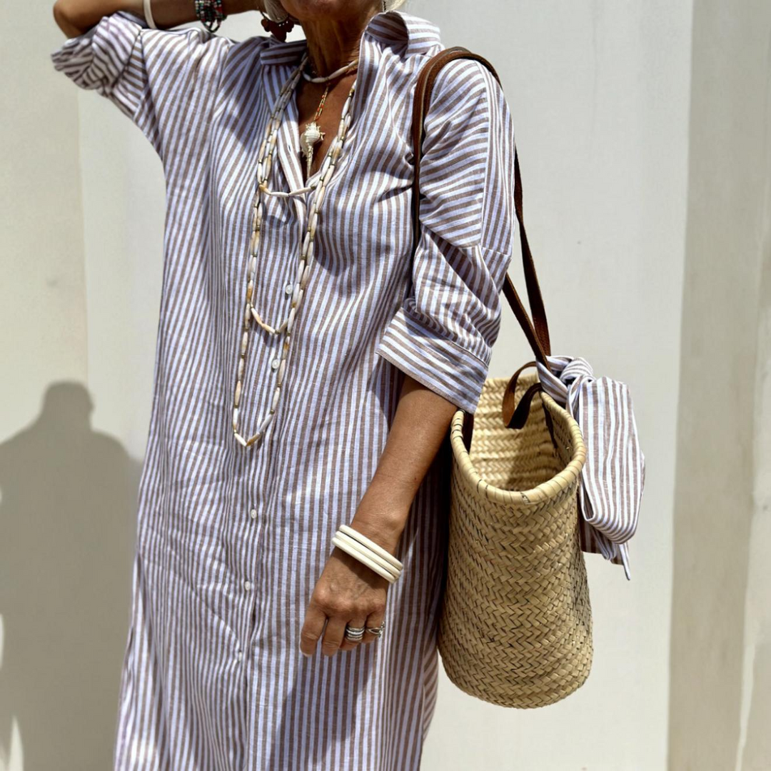 Laila | Timeless Striped Shirt Dress with Elegant Comfort