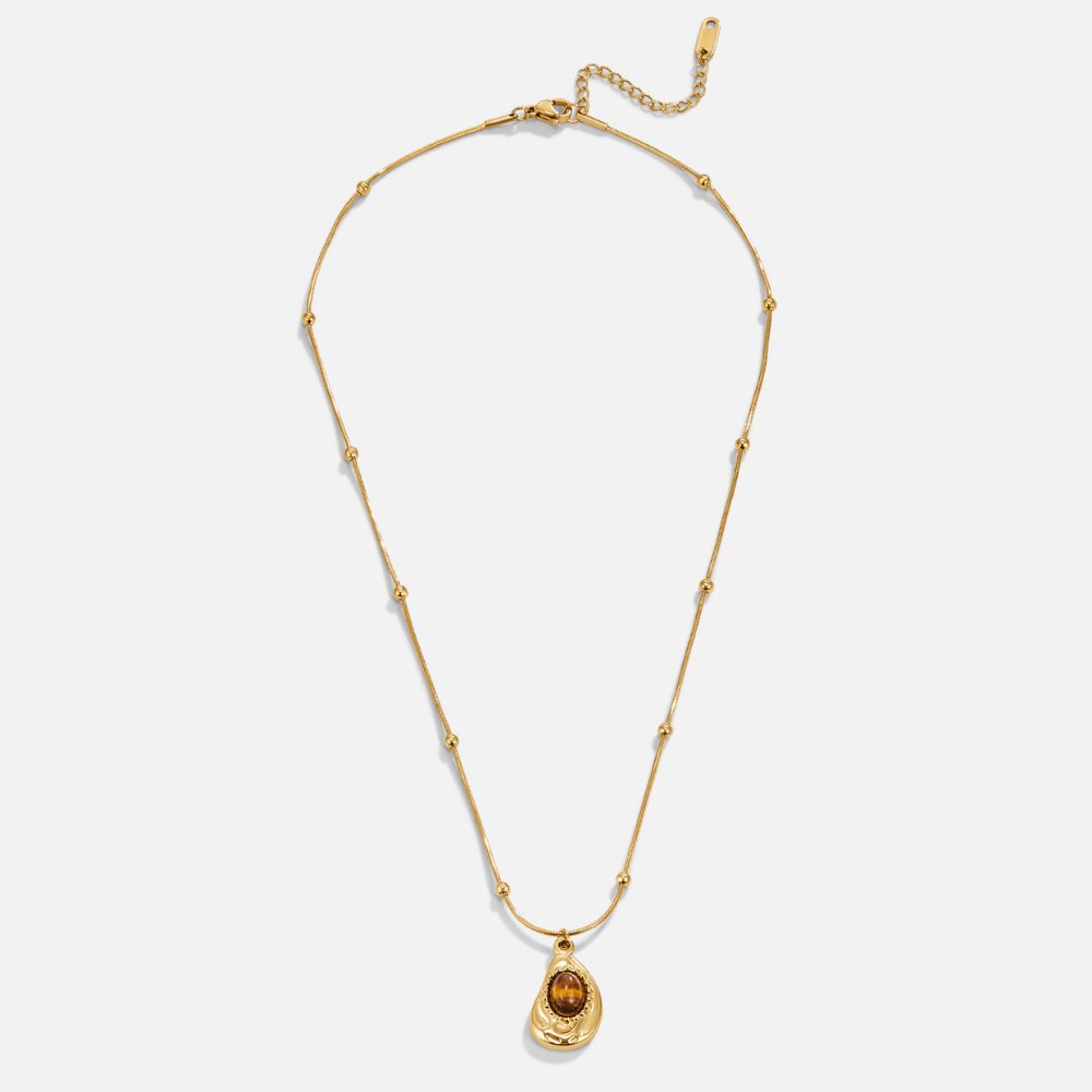 Collier en Or Élegant avec Pierre Œil de Tigre