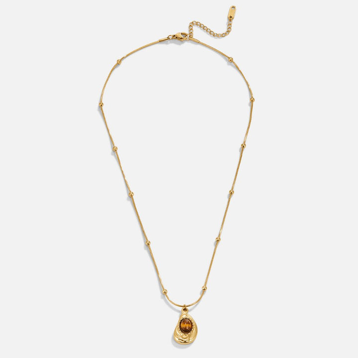 Collier en Or Élegant avec Pierre Œil de Tigre