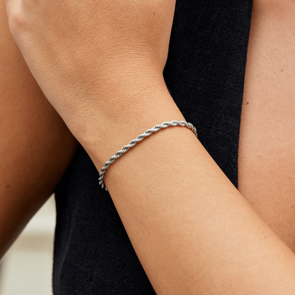 Bracelet en argent à chaînes tordues