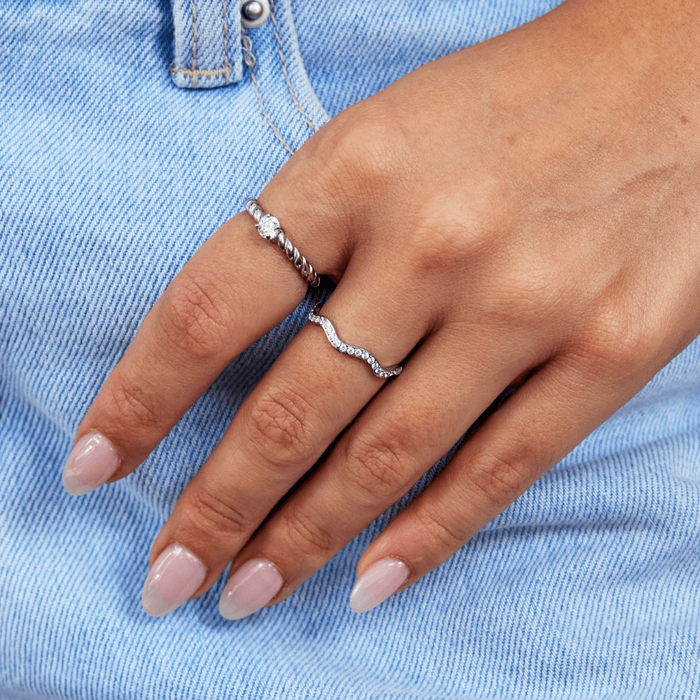 Bague Zenya en cristal et en ondes d'argent