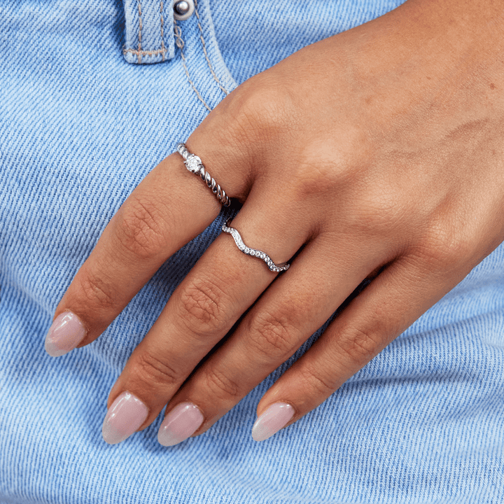 Bague Zenya en cristal et en ondes d'argent